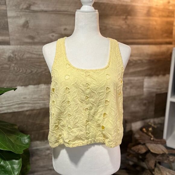 House of  Harlow yellow eyelet cropped tank - S - Picture 2 of 9